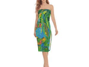 Women's Side Split Tube Top Dress Green Tulip Collection