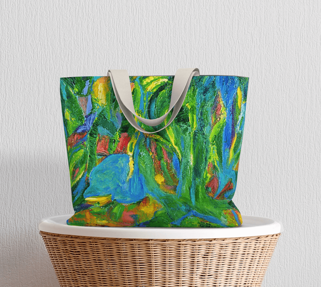 Large Tote Bag Green Tulip Collection