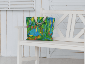 Large Tote Bag Green Tulip Collection