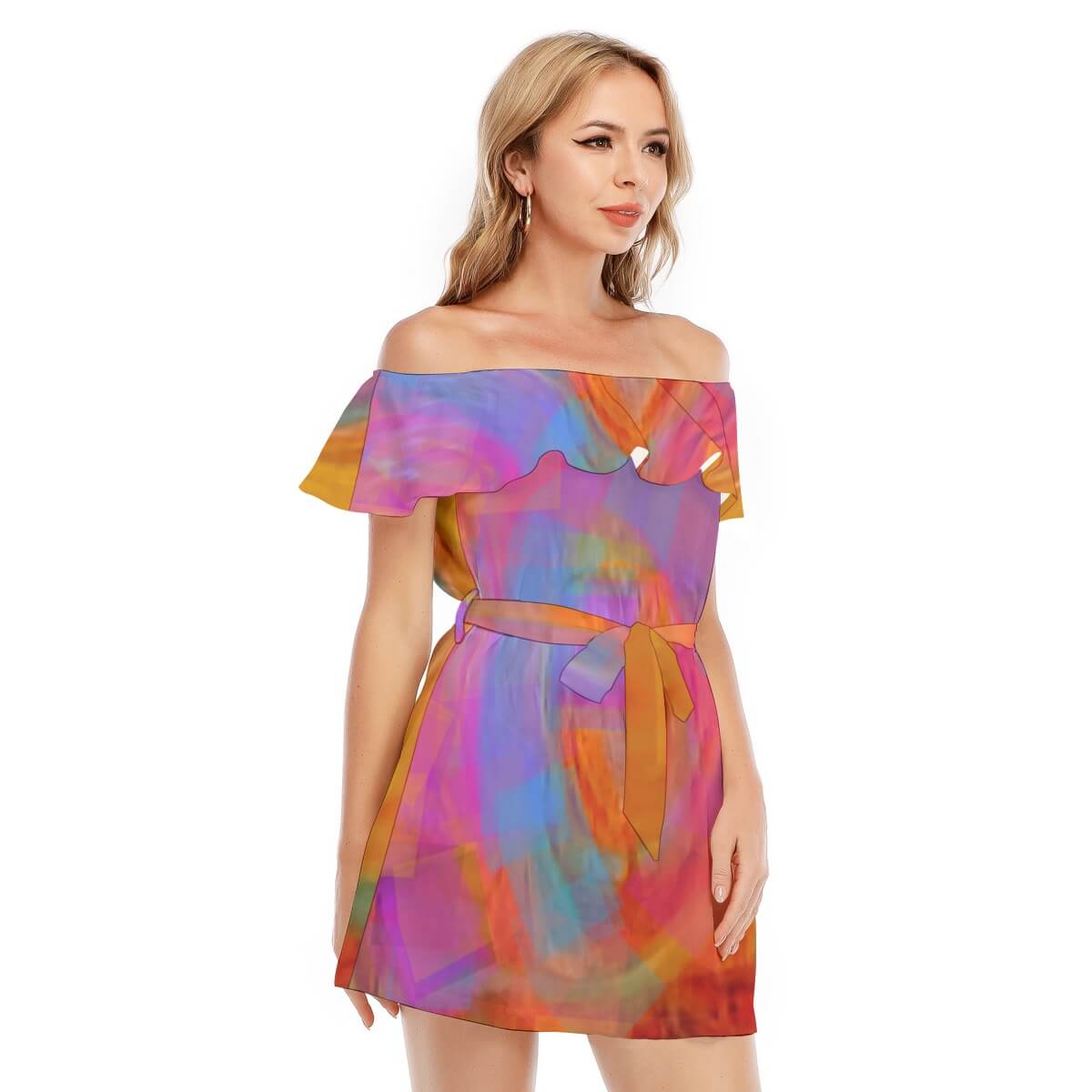 Women’s Off-shoulder Dress With Ruffle Mandala Collection