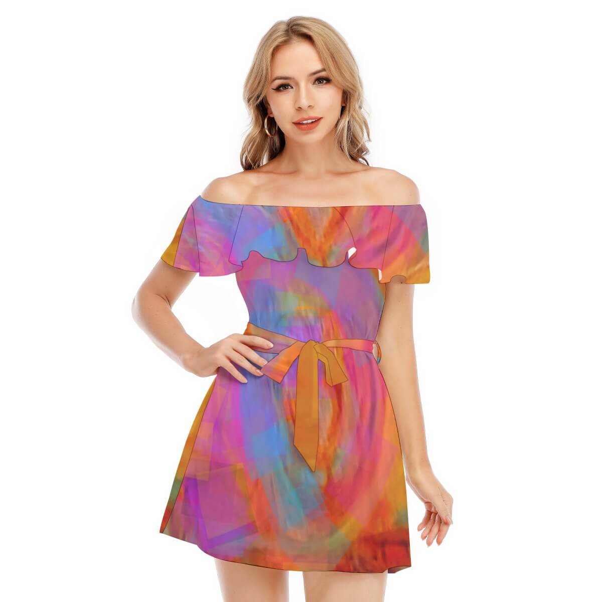 Women’s Off-shoulder Dress With Ruffle Mandala Collection