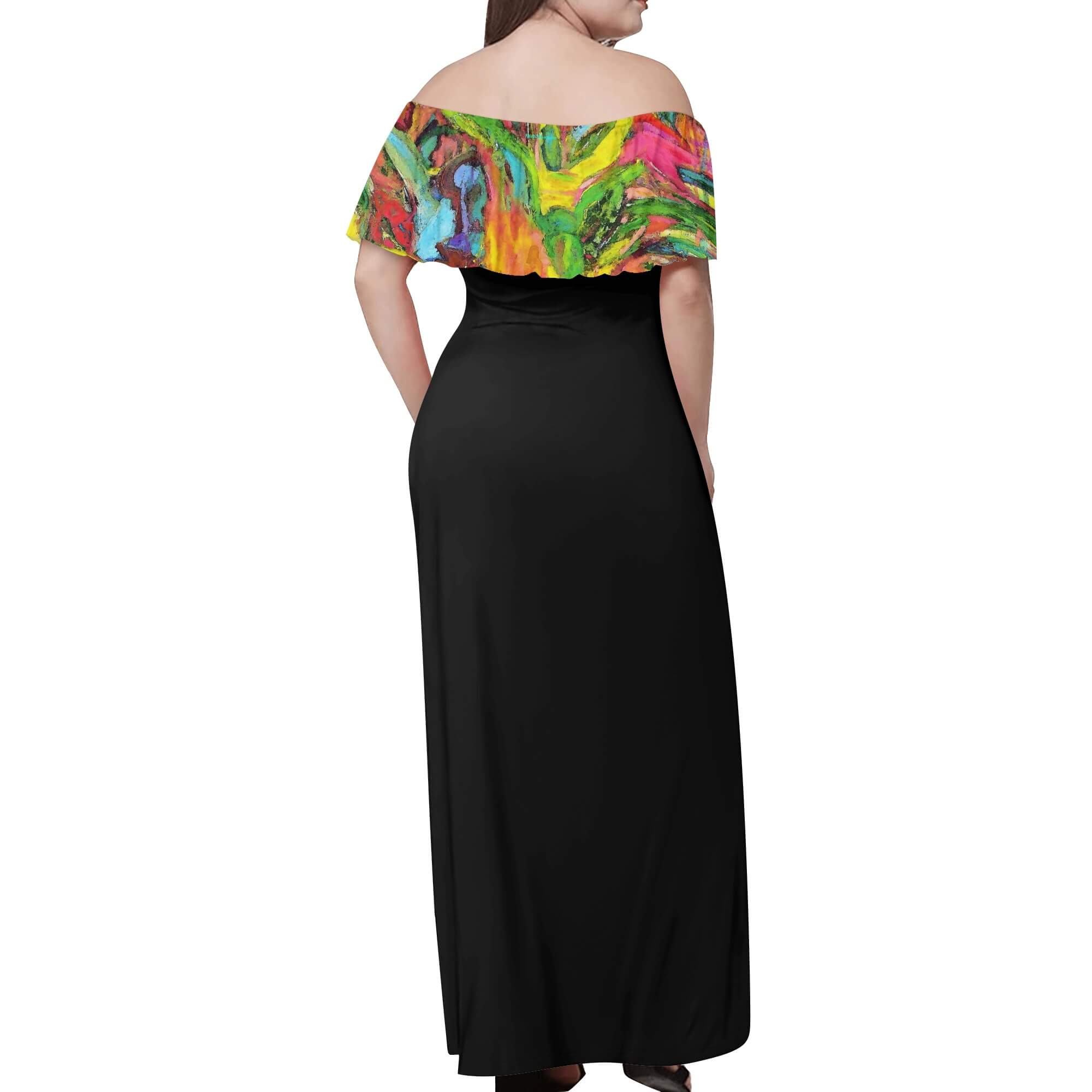 Women's Off Shoulder Long Dress African Tree Collection