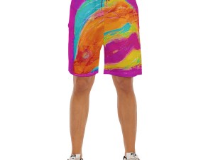 Men's Beach Shorts With Elastic Waist Pink Fish Collection