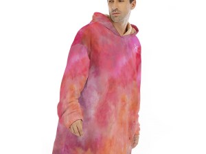 Unisex Sherpa Fleece Hoodie Blanket Pink