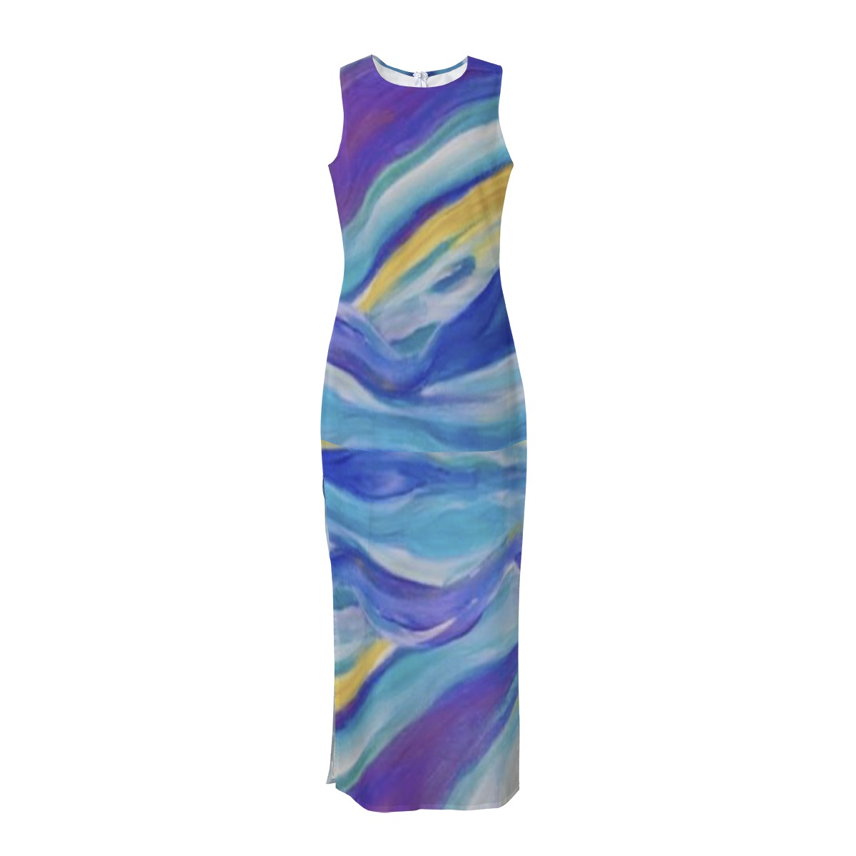 Women’s Beach Perspective Chiffon Sleeveless Dress Blue Skies Collection