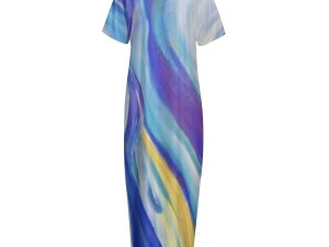 Women's Night Long Dress With Pocket Blue Skies Collection