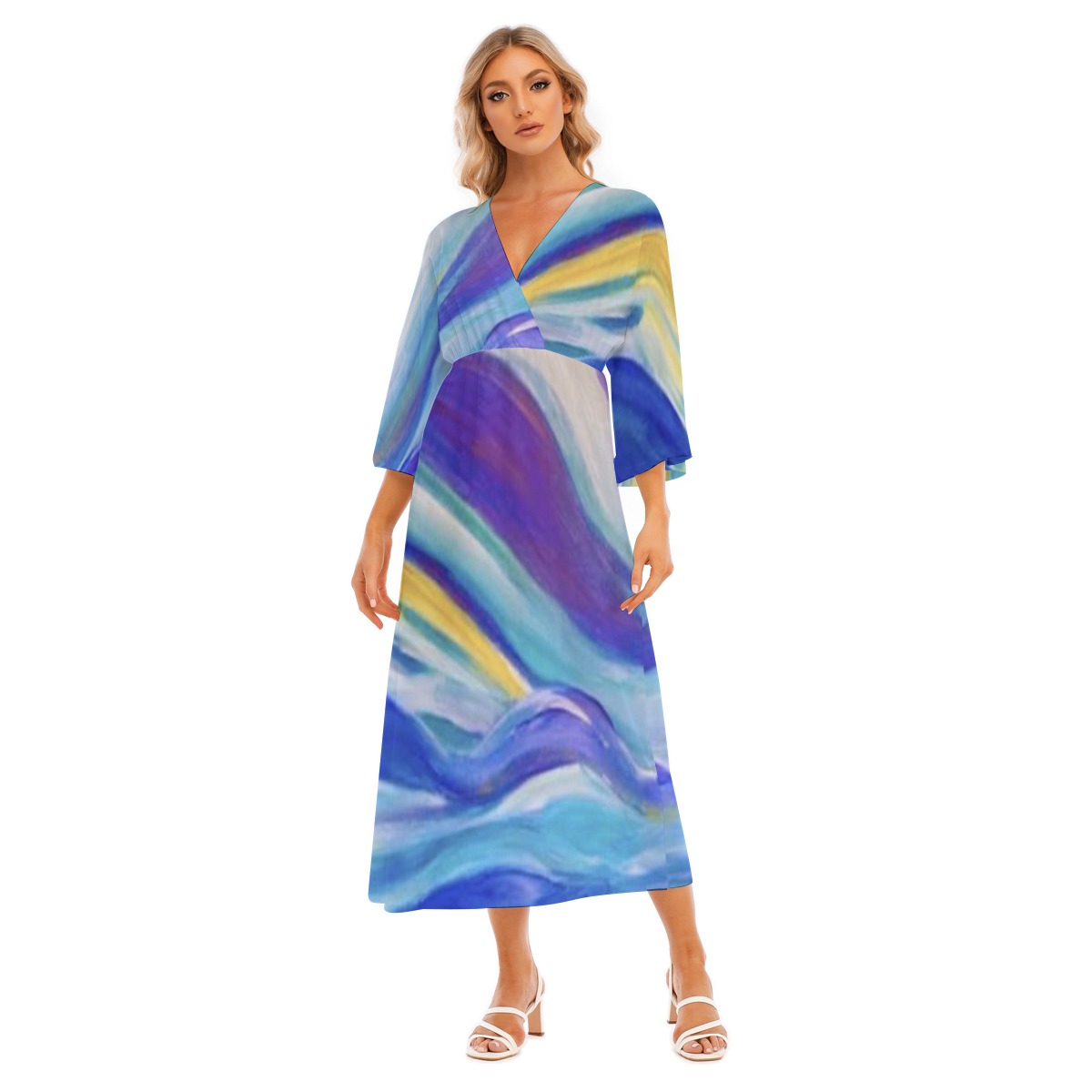 Women’s Mid-Sleeve Long Dress /Blue Skies Collection