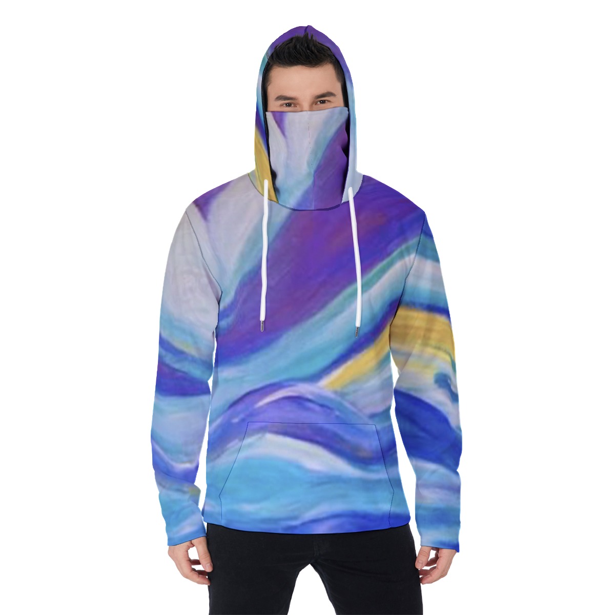 Men’s Pullover Hoodie With Mask Blue Skies Collection