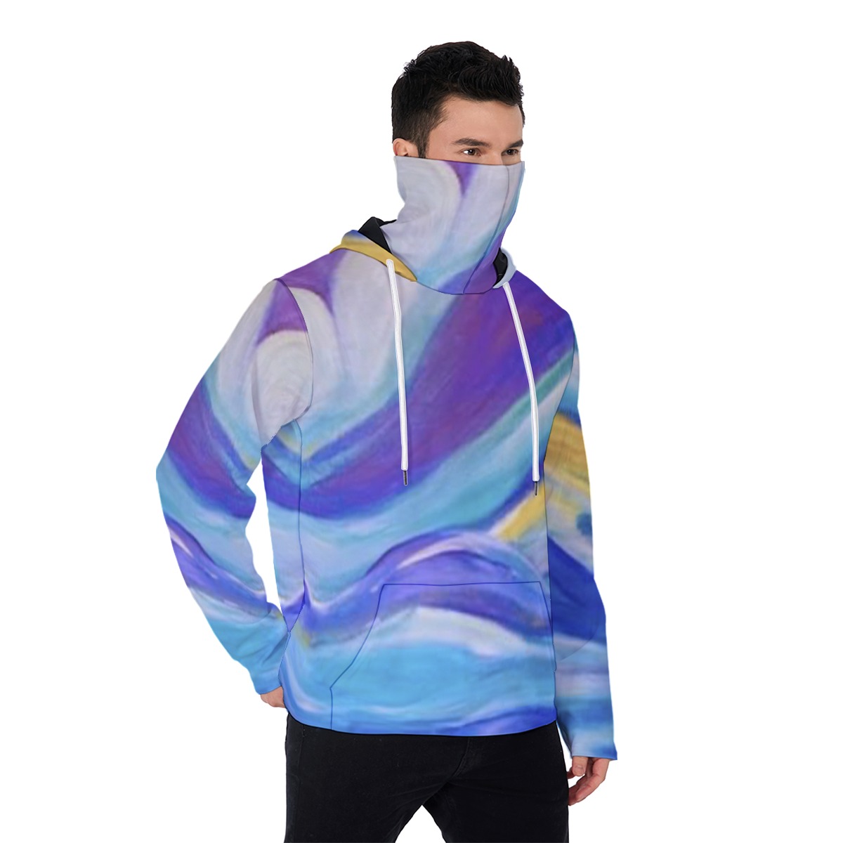 Men’s Pullover Hoodie With Mask Blue Skies Collection