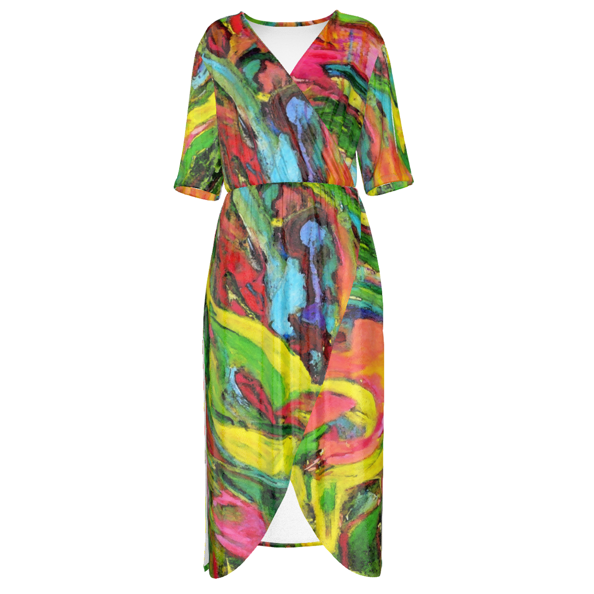 Women’s Short Sleeve V-neck Dress African Tree Collection