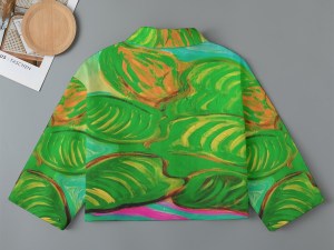 Women's Cropped Jacket Cotton Green Leaf in Green Collection