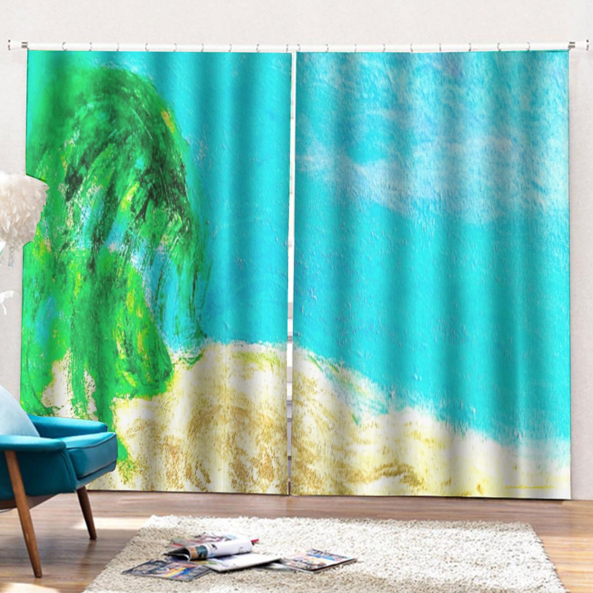 Curtains with Hooks (Large Size) The Beach Collection