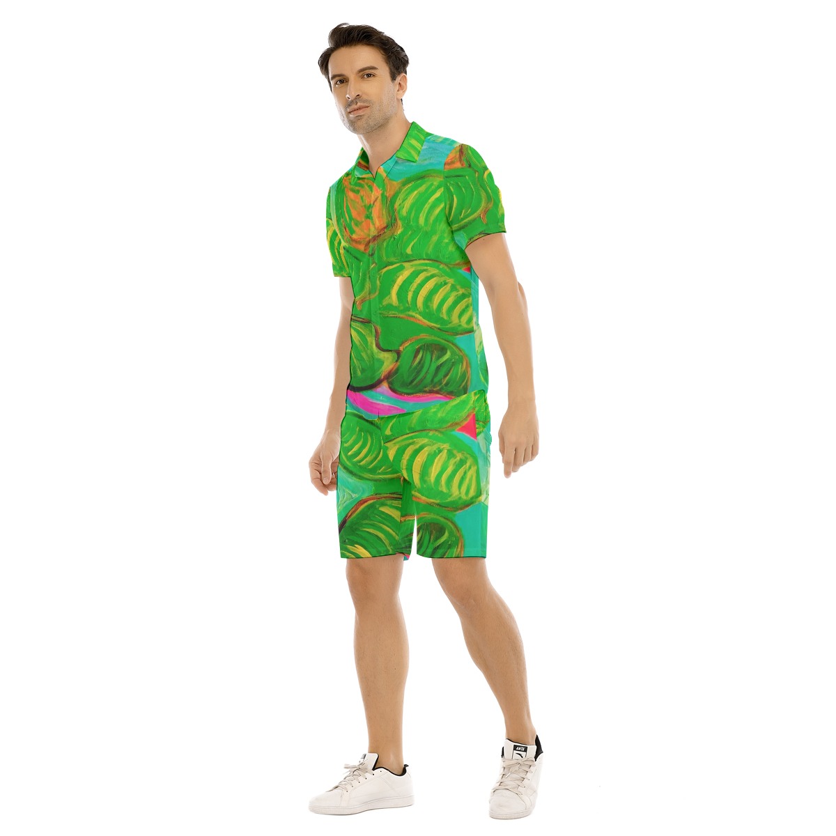 Men’s Short Sleeve Shirt Set Green Leaf in Green Collection