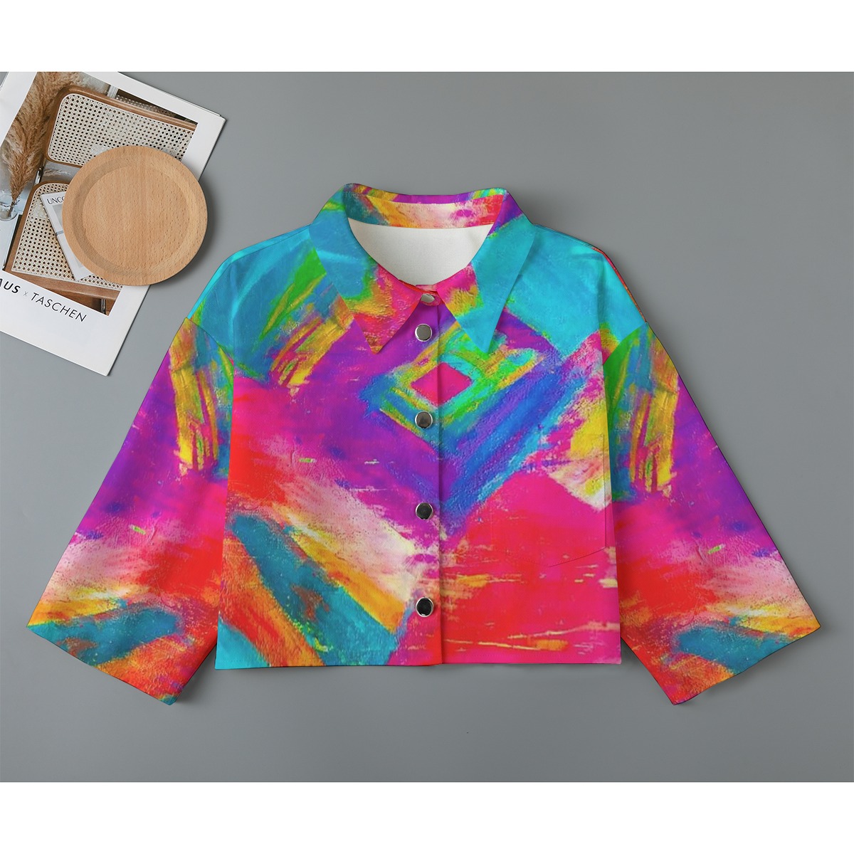 Women’s Cropped Jacket Cotton Pink Explosion Collection